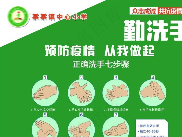 洗手七步骤图片psd模版下载