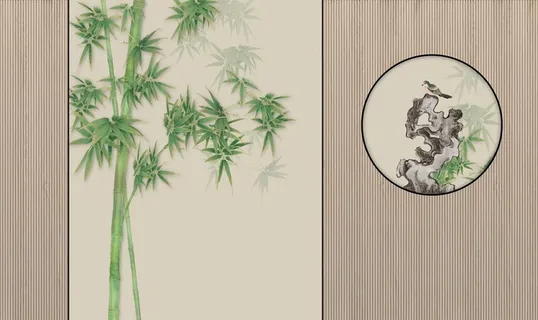 新中式竹子花鸟图片