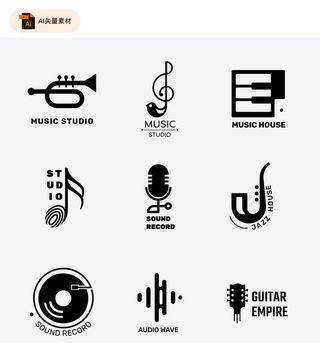 音乐元素logo设计图片