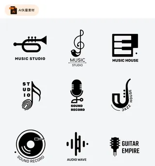 音乐元素logo设计图片