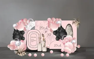 小香风法式红色粉轻奢订婚宴图片