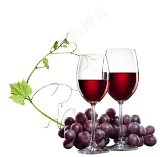 葡萄和红酒杯图片
