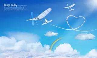 蓝天白云飞机图片