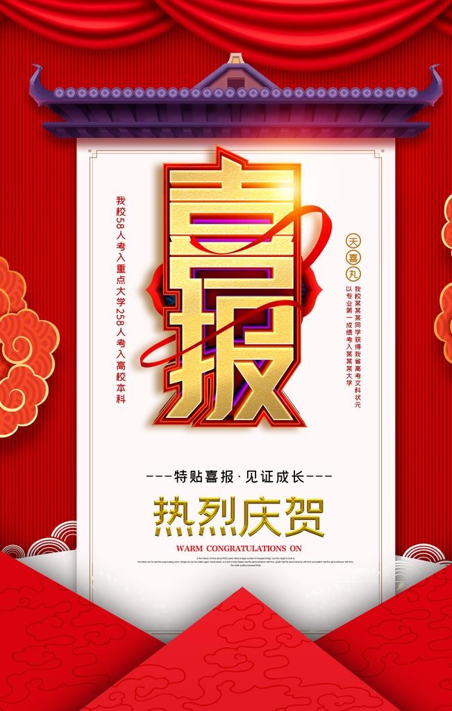 喜报图片(3543x5315)psd模版下载