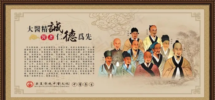 中医文化展板 古代名医图片cdr矢量模版下载