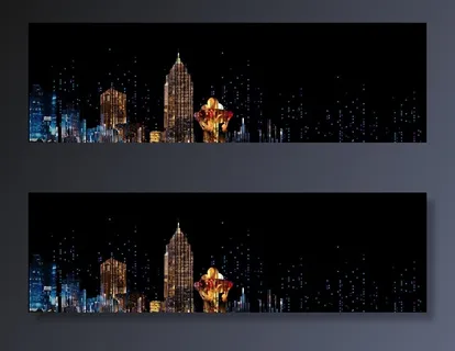 房地产城市夜景背景板图片