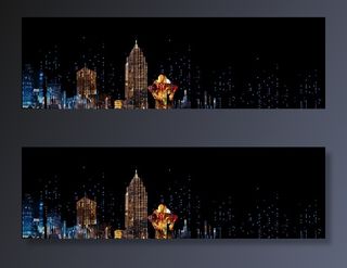 房地产城市夜景背景板图片