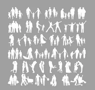 一家人人物剪影图片