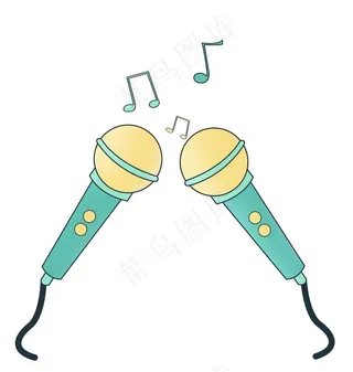 麦克风金话筒唱歌卡通png素材图片