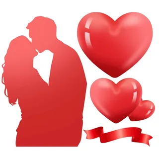 情人节情侣人物剪影爱心图片
