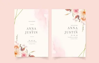 水彩与玫瑰的结婚请柬图片