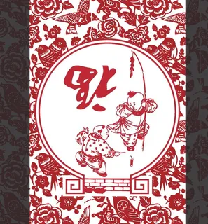 春节剪纸背景板图片