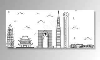 苏州代表建筑线条图图片
