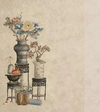 工笔画背景古装PSD模板图片