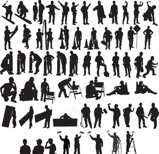 工人剪影图片