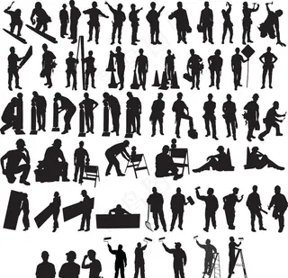 工人剪影图片