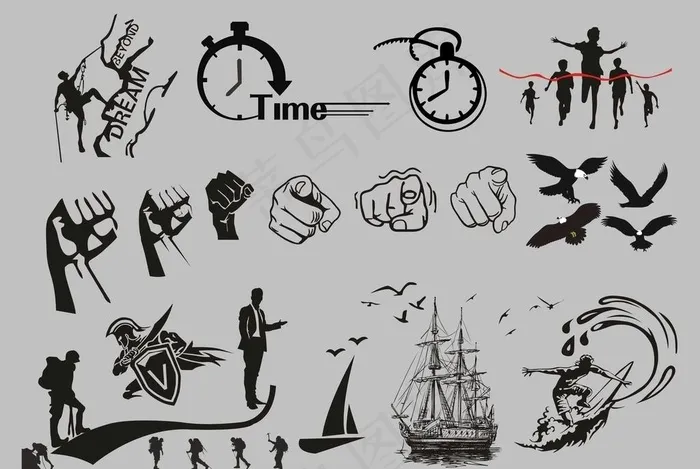 剪影图片cdr矢量模版下载