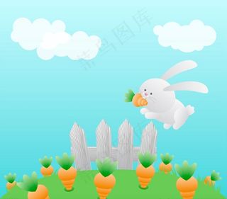 胡萝卜地里的白兔图片