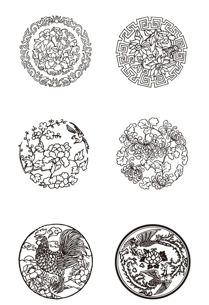 圆形花纹图案图片ai矢量模版下载