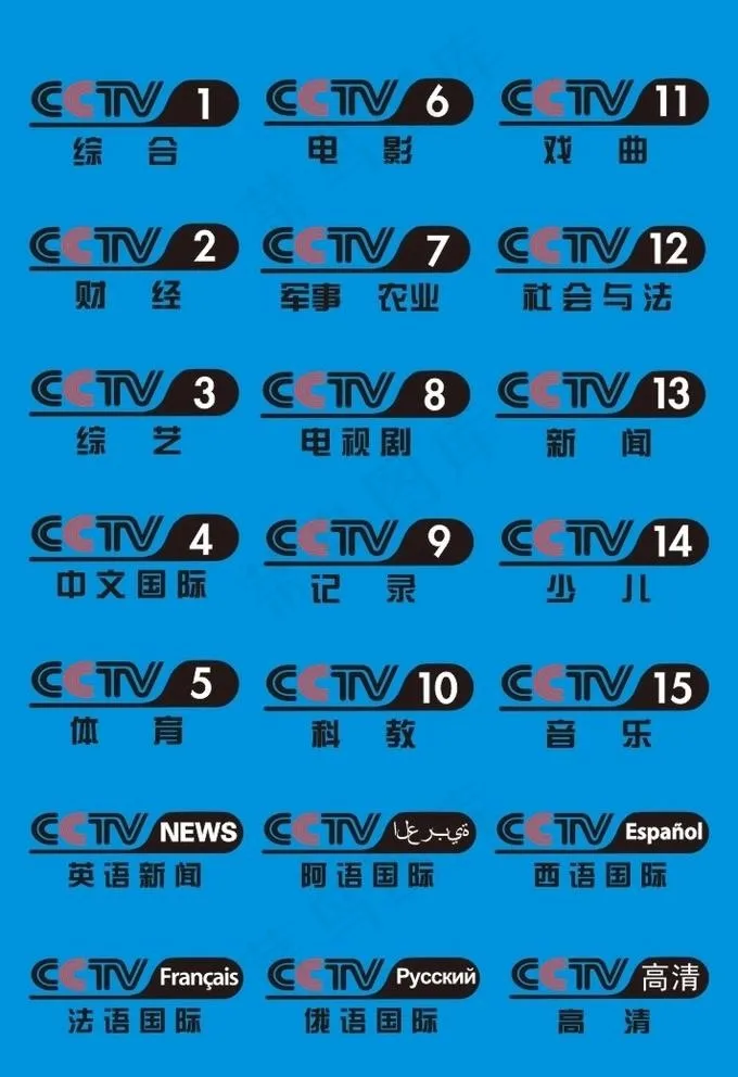 CCTV、*电视台logo图片cdr矢量模版下载