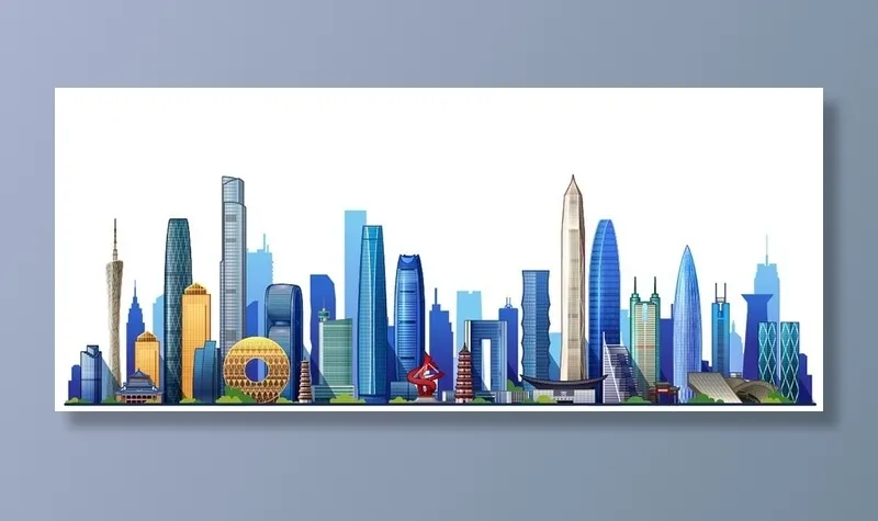 广东地标建筑图片ai矢量模版下载