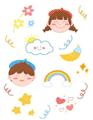 儿童节装饰插画贴纸图片