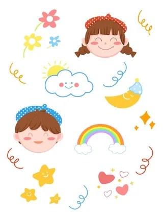 儿童节装饰插画贴纸图片
