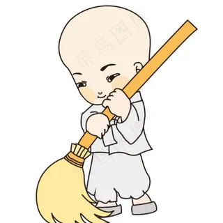 小和尚插画图片