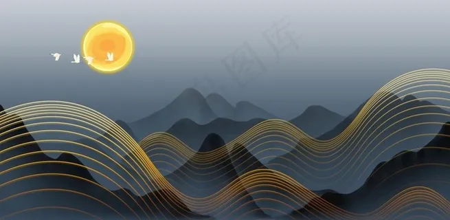 新中式山水画图片