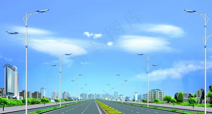 路灯照明效果图图片
