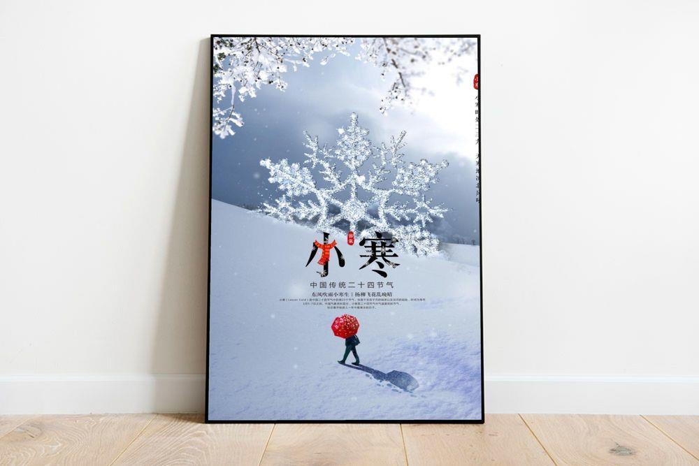 小寒雪花海报图片