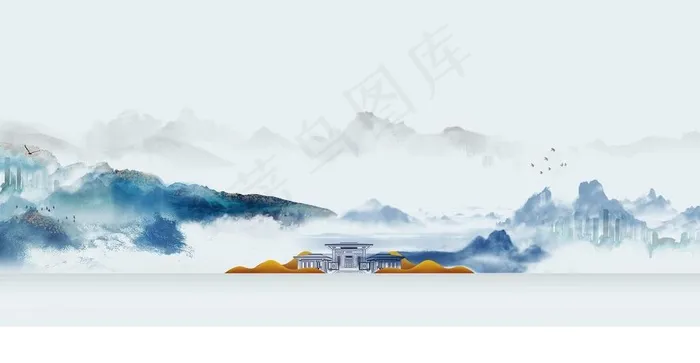 中式 山水 地产图片psd模版下载