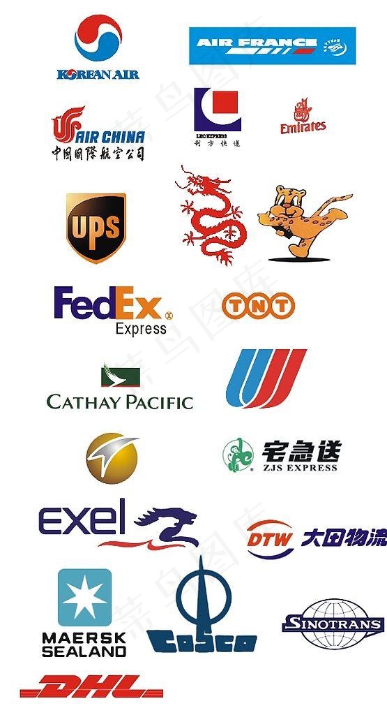 物流标志 快速标志LOGO 航空标志 UPS DHL （包含较多位图）图片cdr矢量模版下载