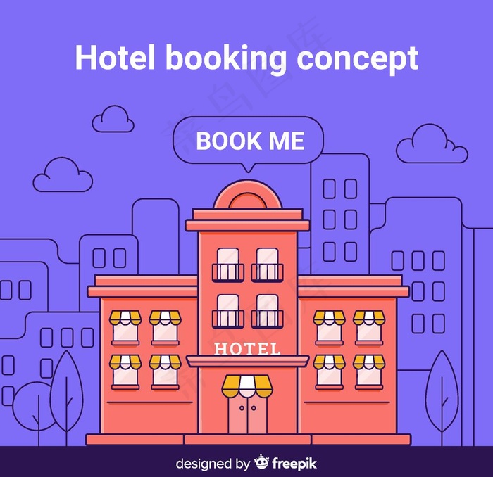 创意预定酒店概念图矢量素材图片