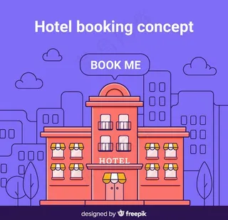 创意预定酒店概念图矢量素材图片
