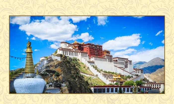 布达拉宫高清墙纸壁画图片cdr矢量模版下载