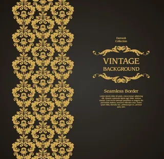 金色大马士革花纹卡片矢量素材图片