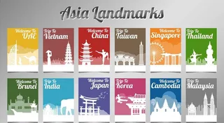 矢量亚洲城市建筑地标图片