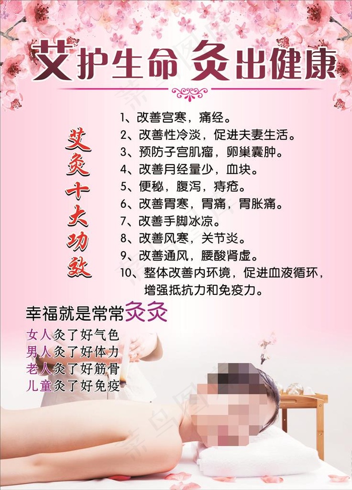 艾护生命 灸出健康美容海报图片(600X800)cdr矢量模版下载