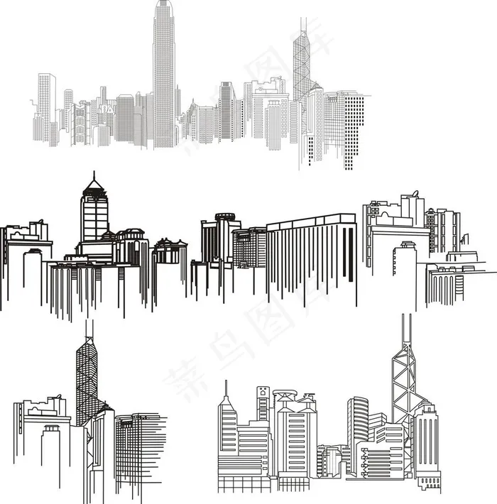 城市建筑剪影图片cdr矢量模版下载