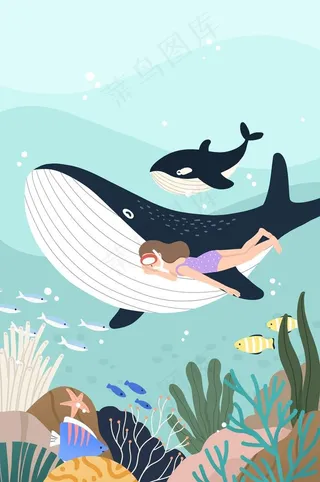 卡通海洋生物插画  图片