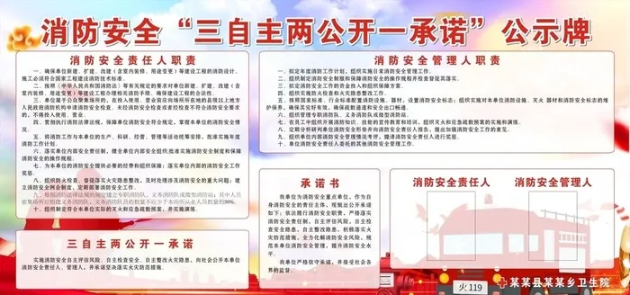 消防安全“三自主两公开一承诺”图片cdr矢量模版下载