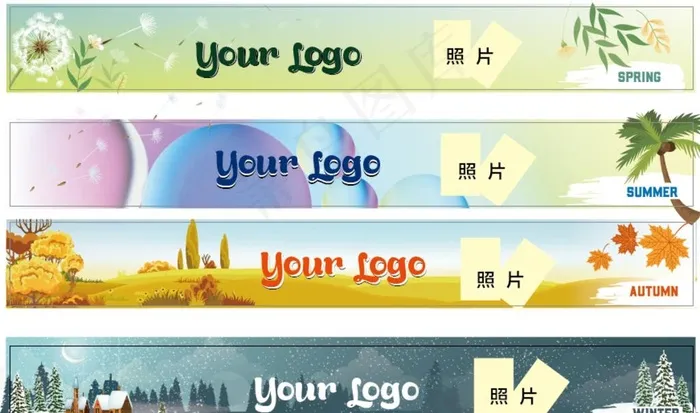 灯箱海报宣传栏四季版春夏秋冬图片ai矢量模版下载