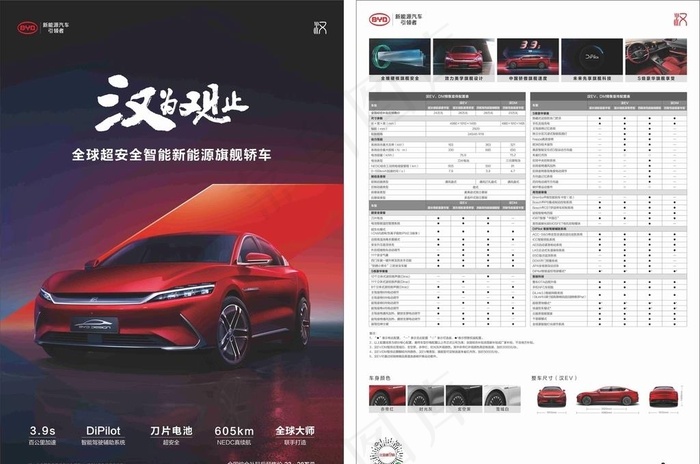 比亚迪汉车型单页图片cdr矢量模版下载