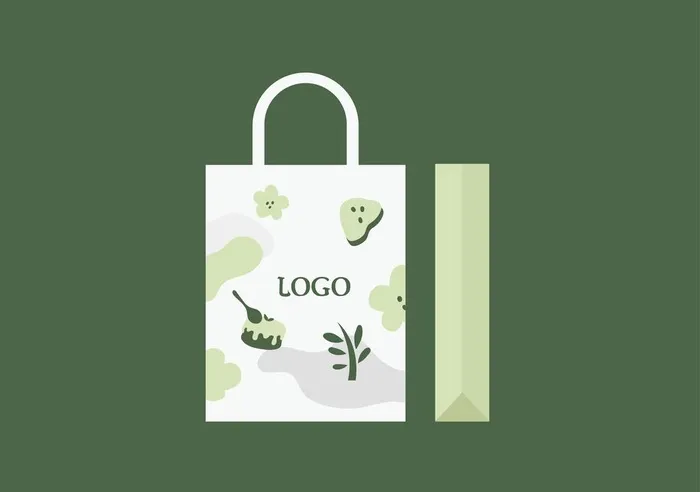 甜品店唯美外卖手提袋平面展开图图片ai矢量模版下载