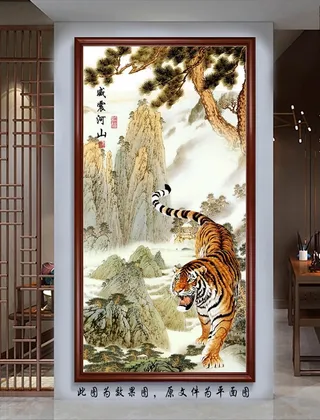 威震山河玄关画图片