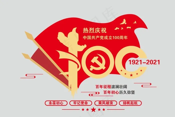 建党100周年图片cdr矢量模版下载