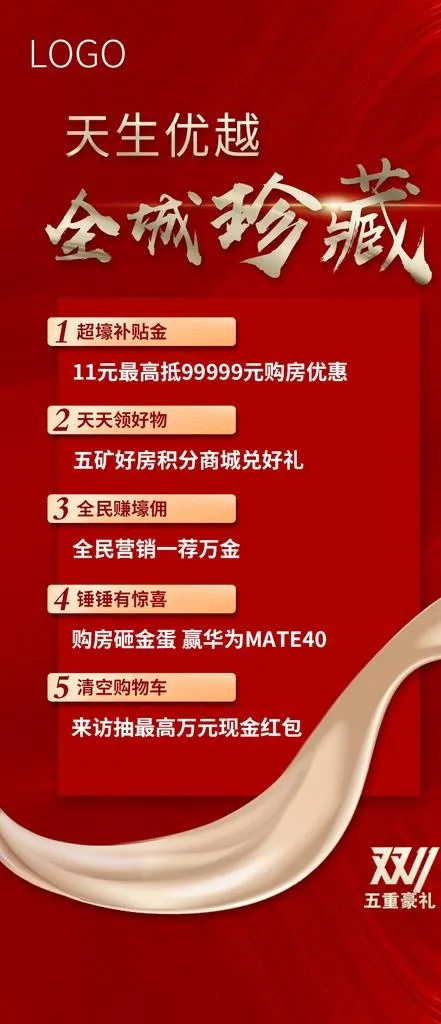 地产五重礼海报图片psd模版下载