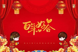 婚庆 百年好合图片