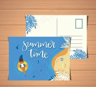 度假女子明信片图片